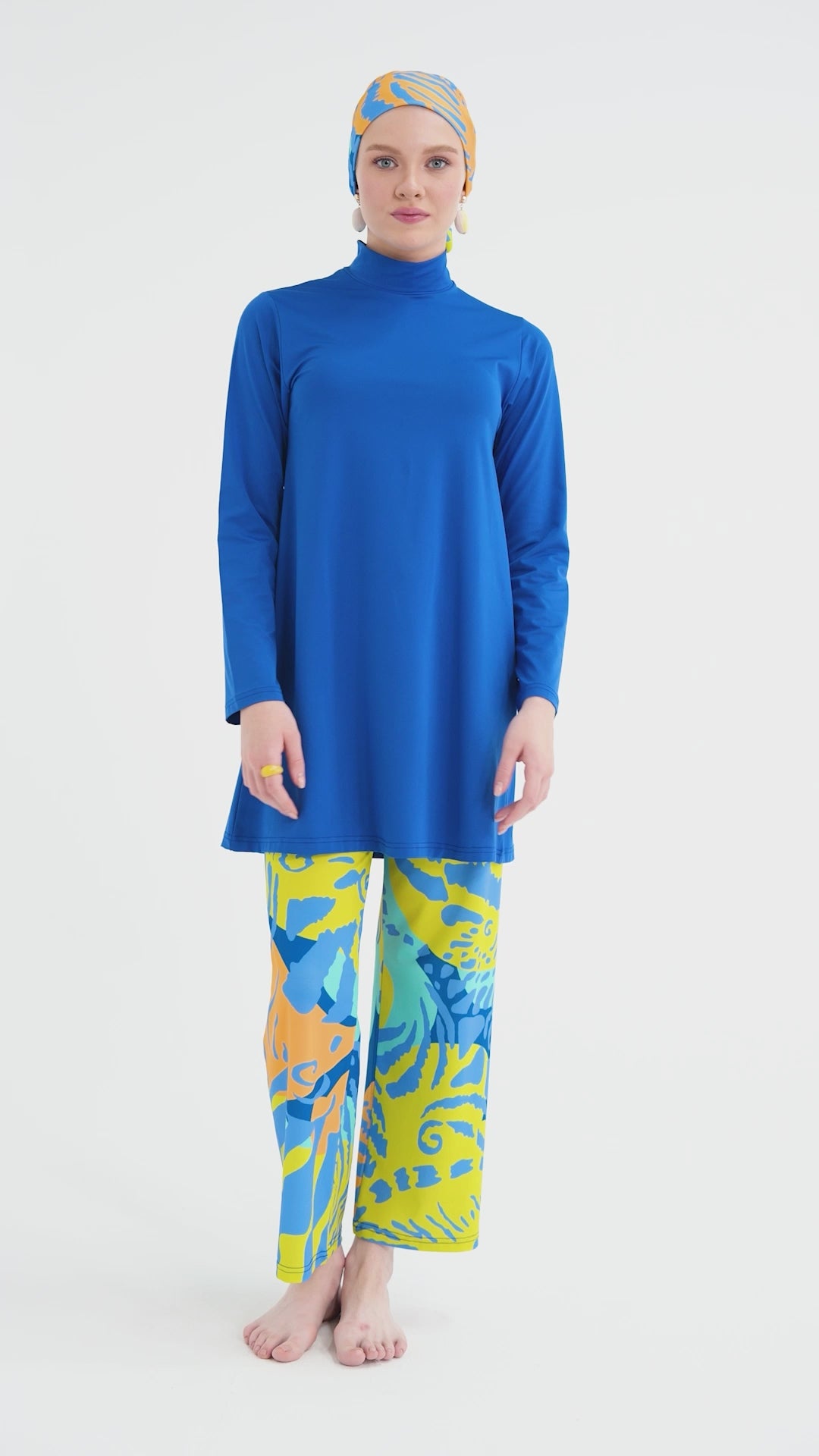 Abstract Print Modest Swimwear