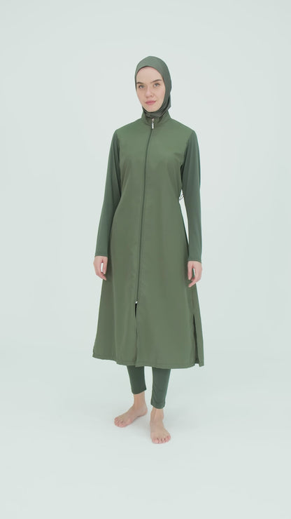 Modest Olive Green Burkini Full-Length