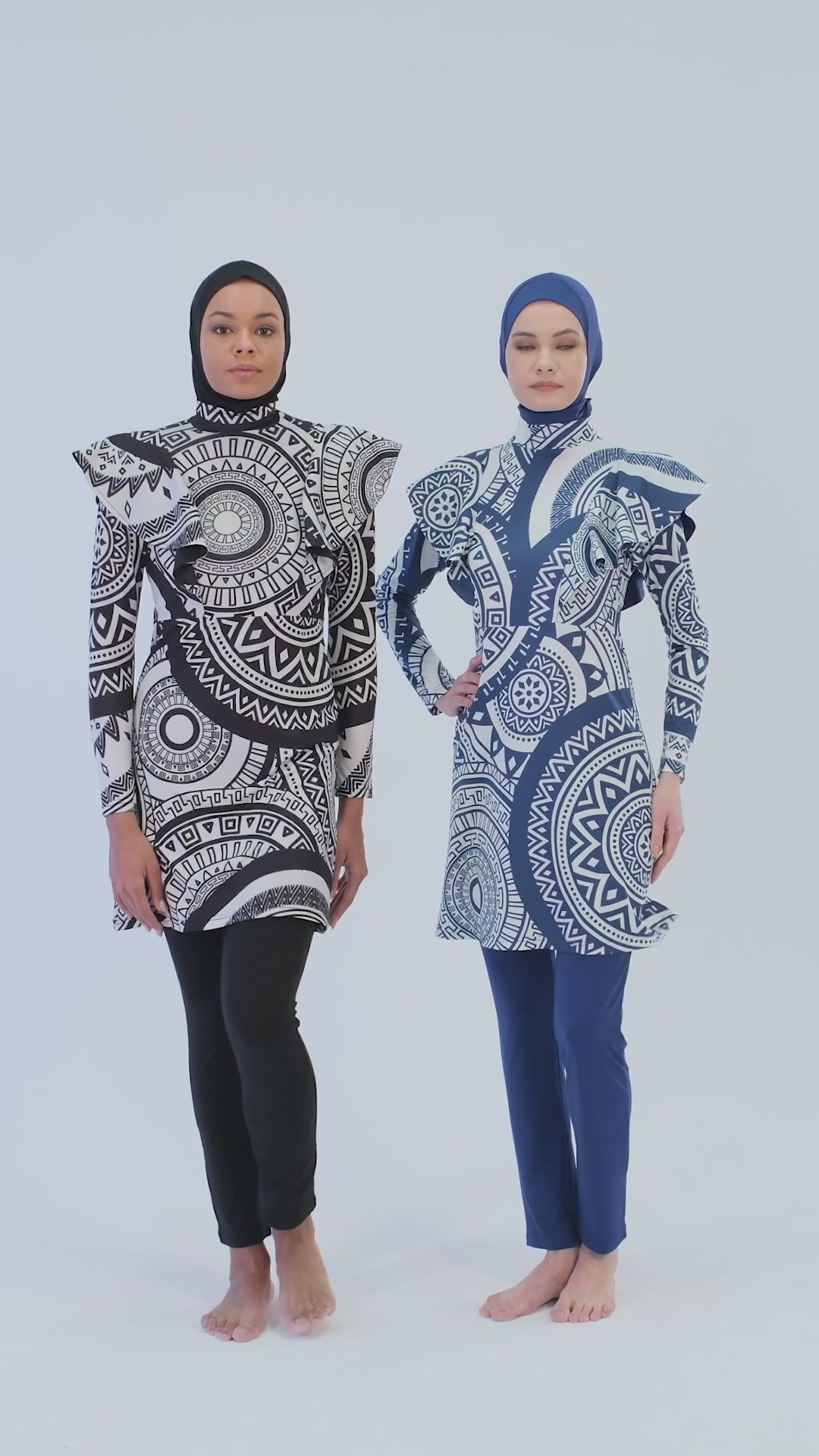 Black Tribal Modest Swimwear