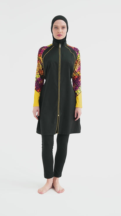 Black Snakeskin Accented Burkini
