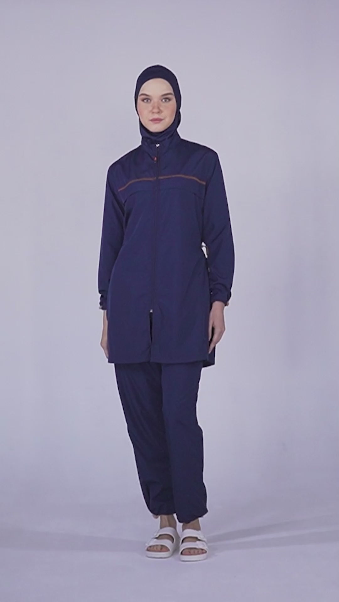 Subtle Detail Sporty Parachute Fabric Burkini