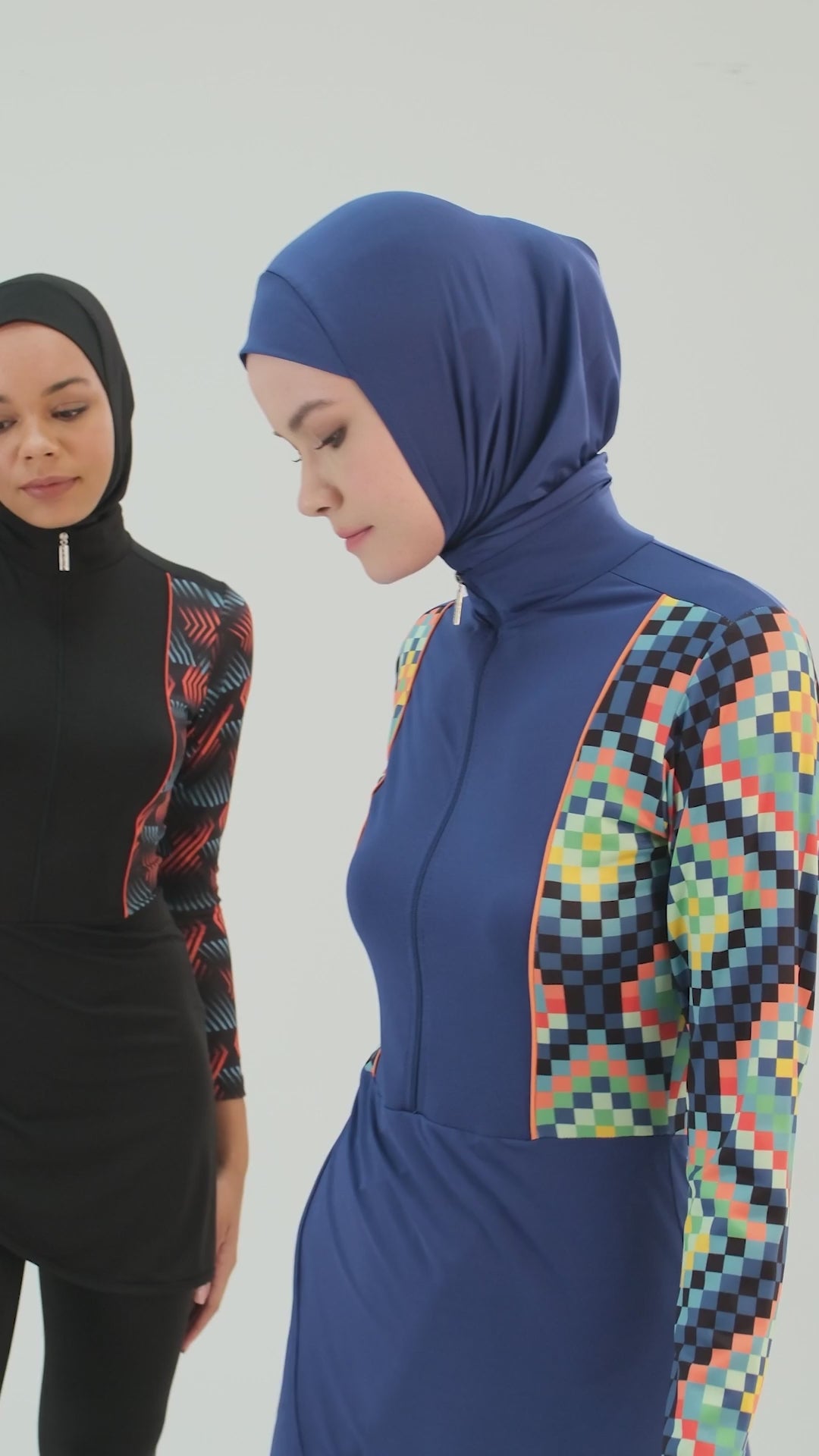 Blue Mosaic Sporty Modest Swimwear