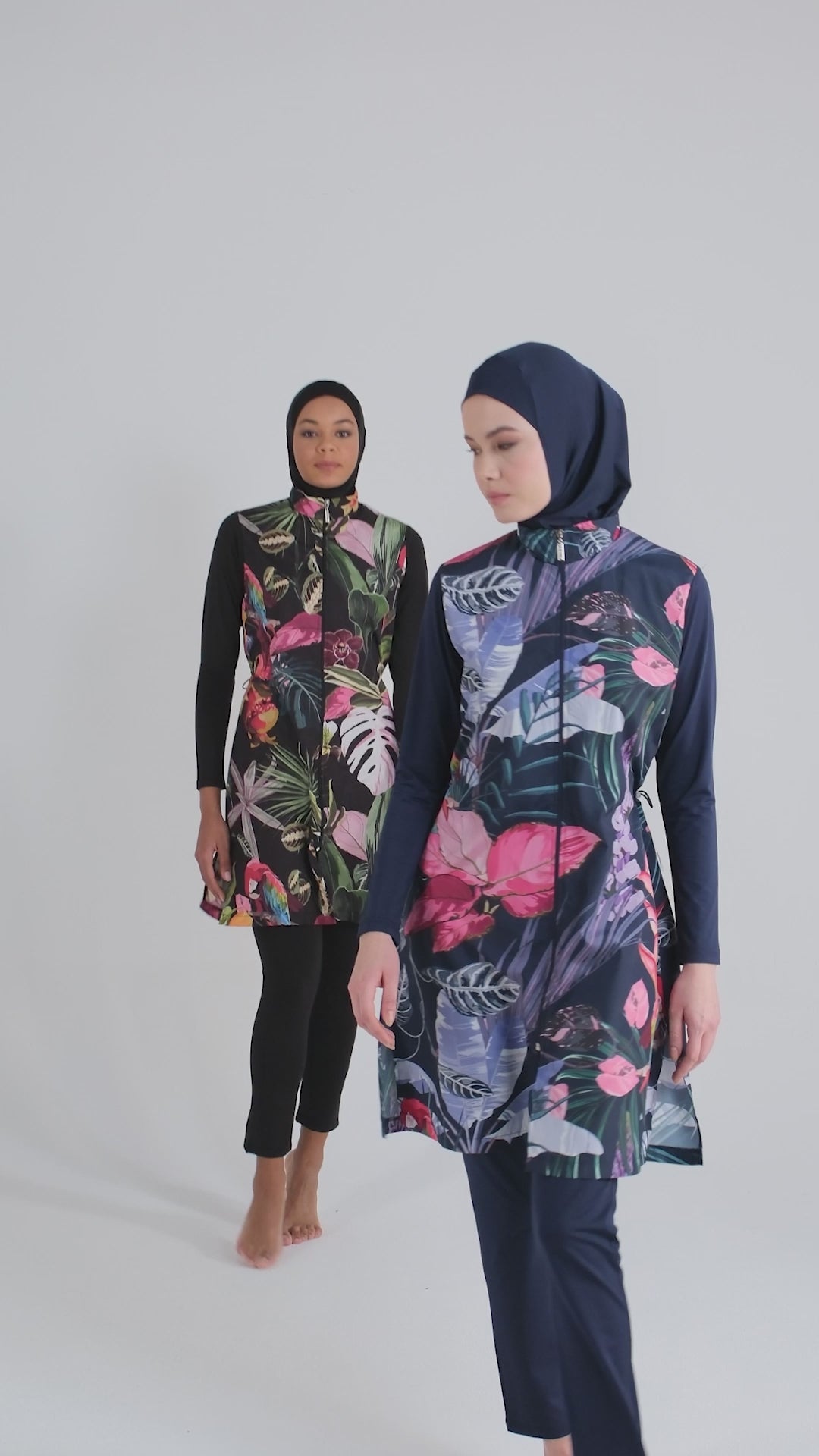 Tropical Floral Modest Burkini -Big Sizes