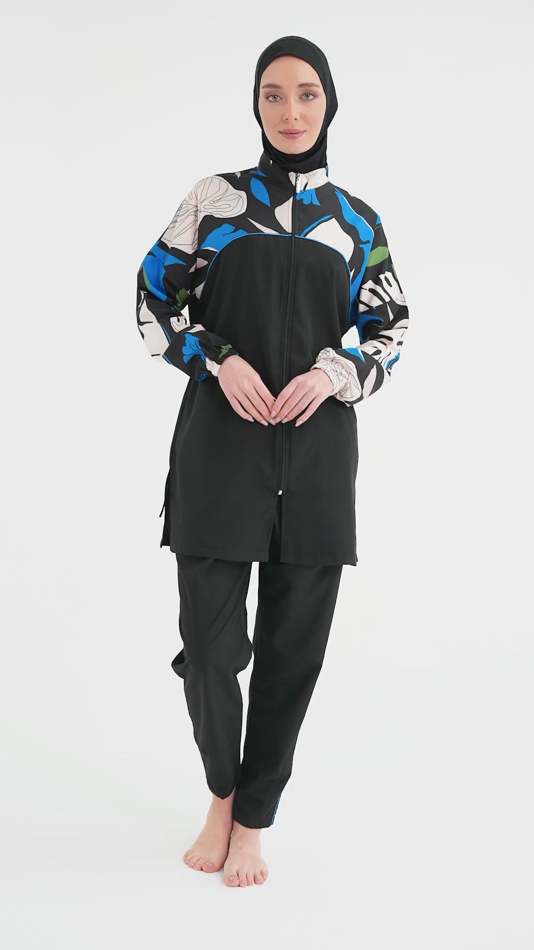 Chic Monochrome Modest Swimwear