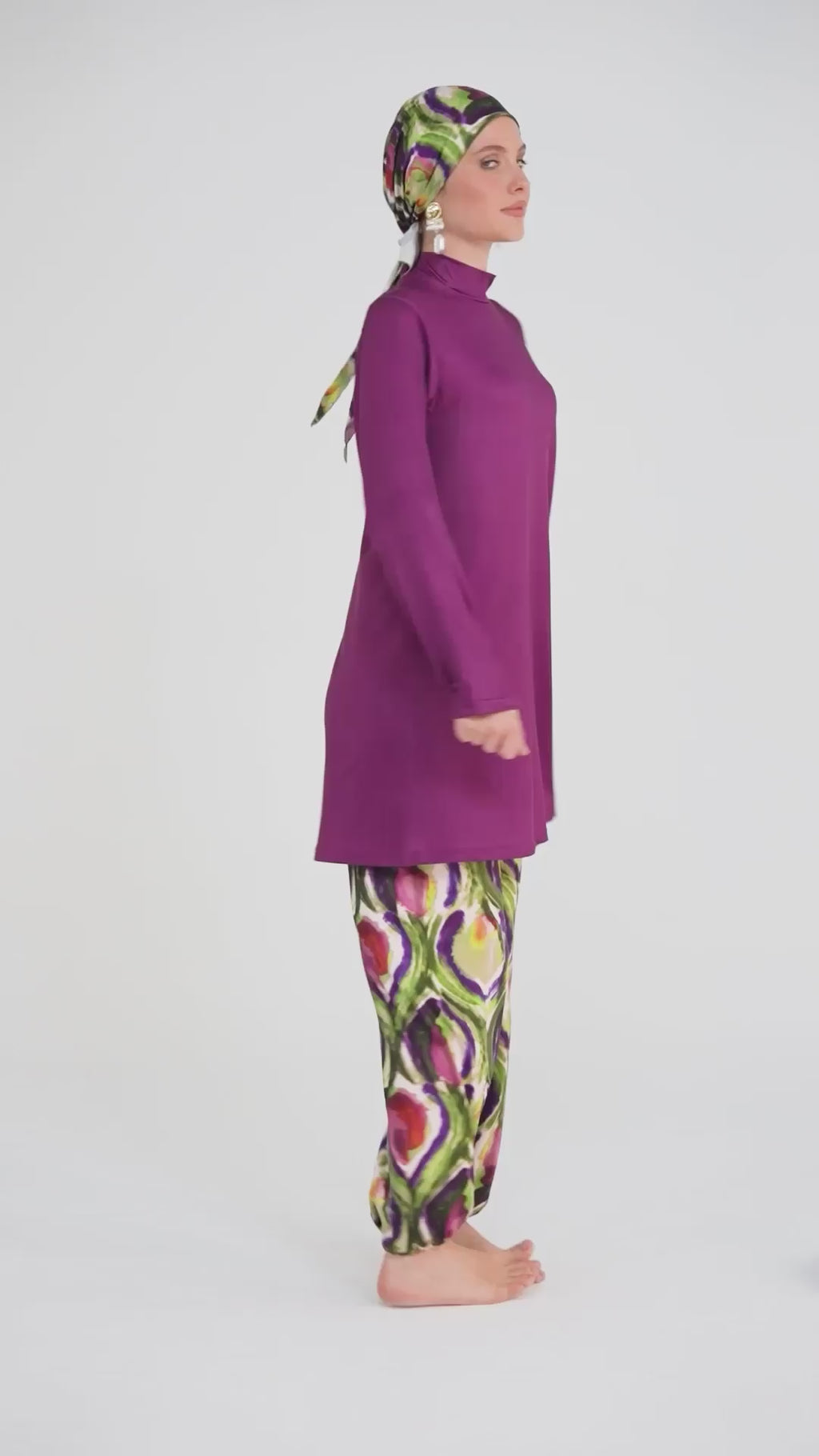 Peacock Luxe Burkini & Chiffon Kimono