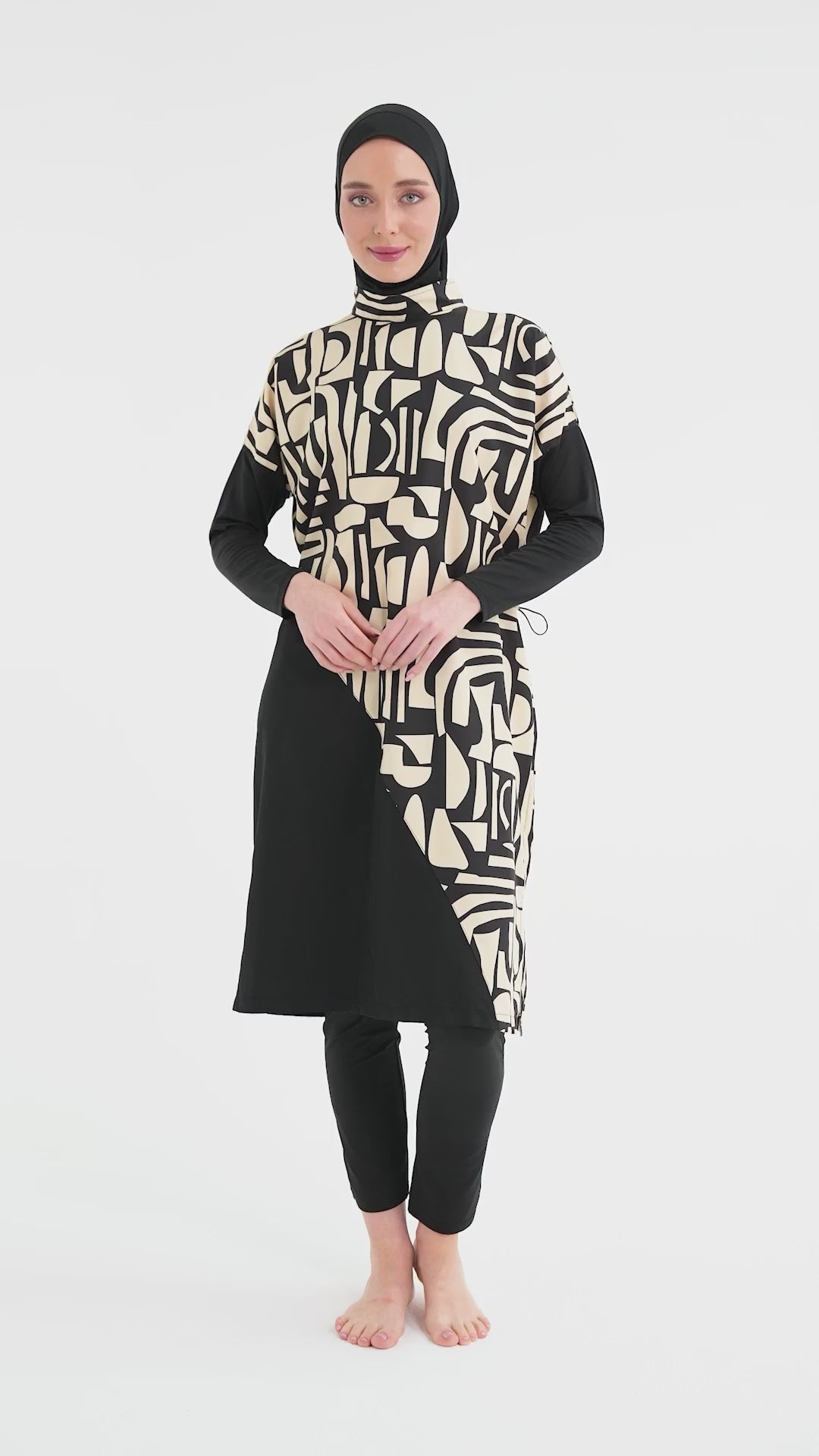 Chic Geometric Modest Swimwear