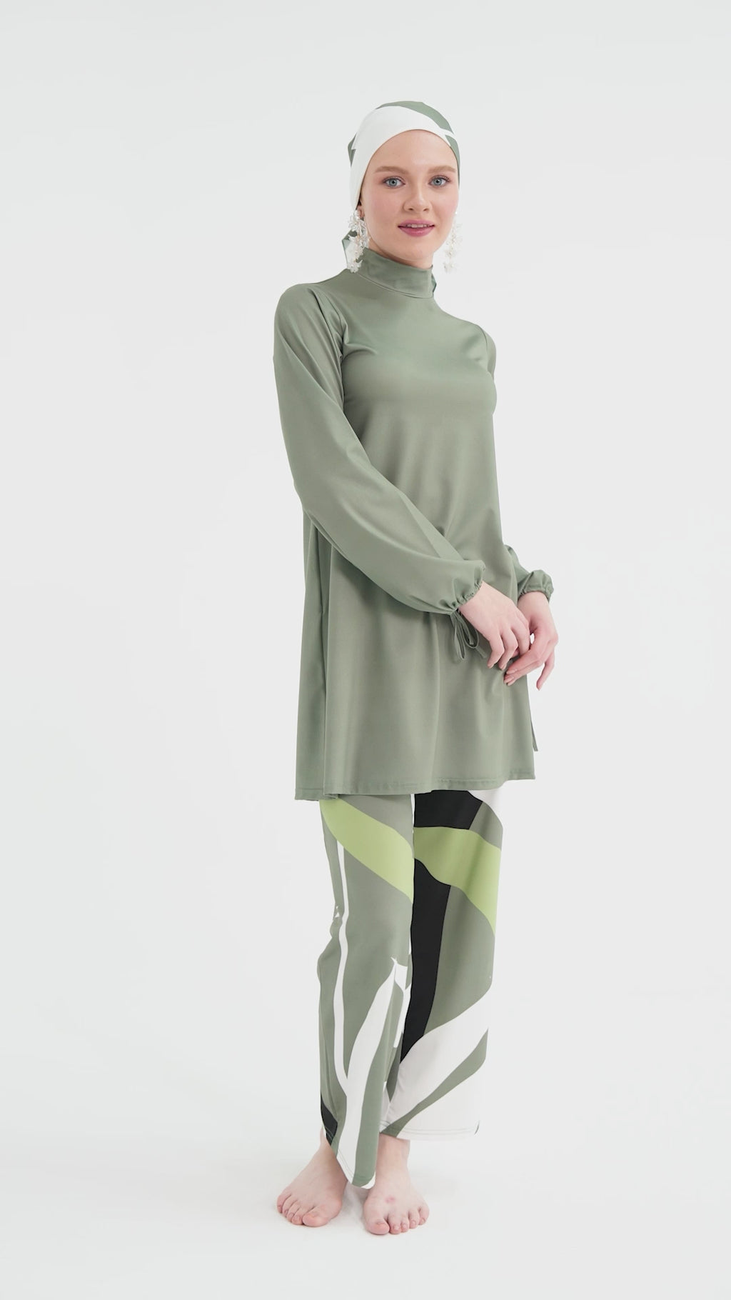 Tropical Print Lycra Burkini | Comfortable Modest Swimwear