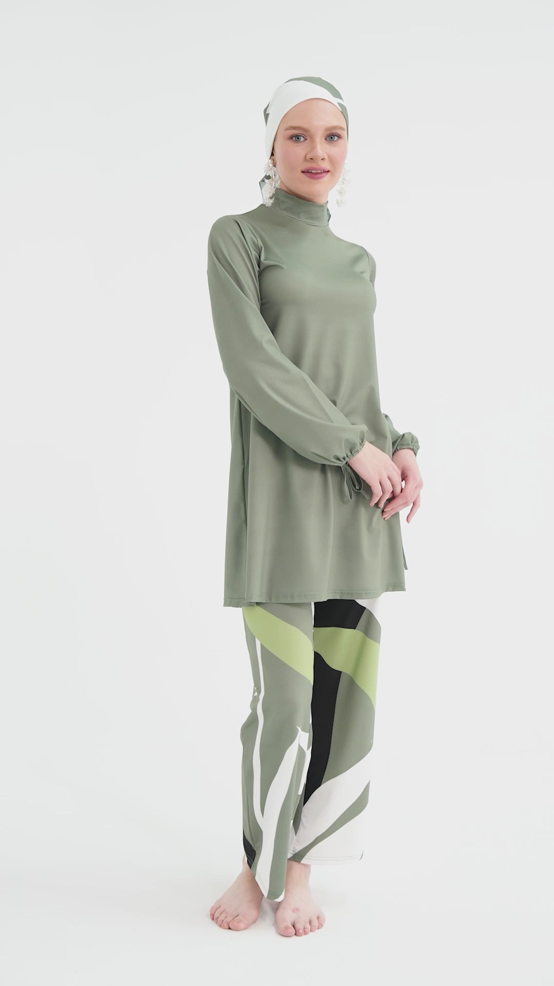 Tropical Print Lycra Burkini | Comfortable Modest Swimwear