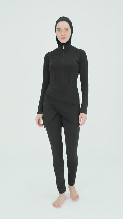 Elegant Modest Black Swimwear Burkini