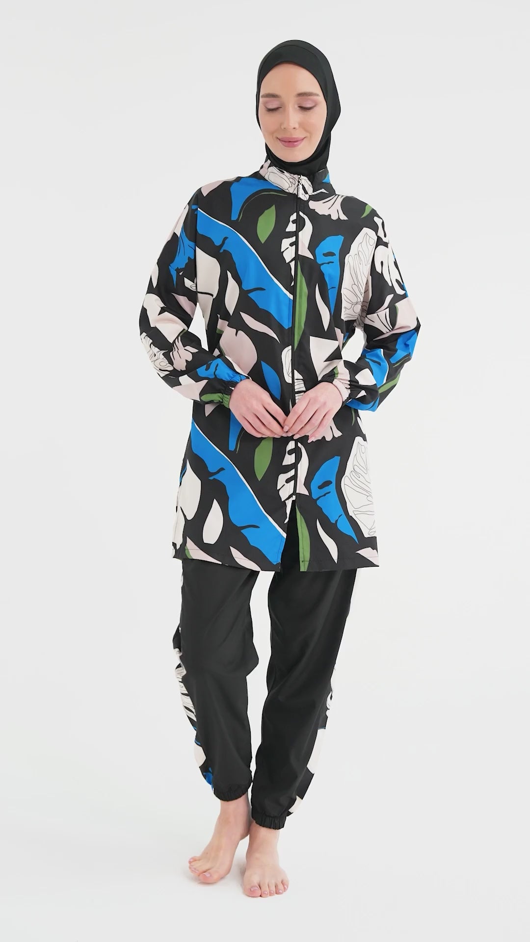Classic Sporty Abstract Print Burkini