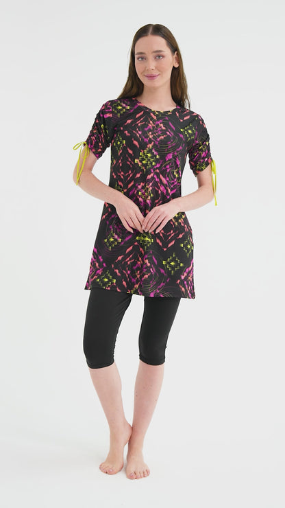 Short-Sleeve Burkini with Adjustable Ties