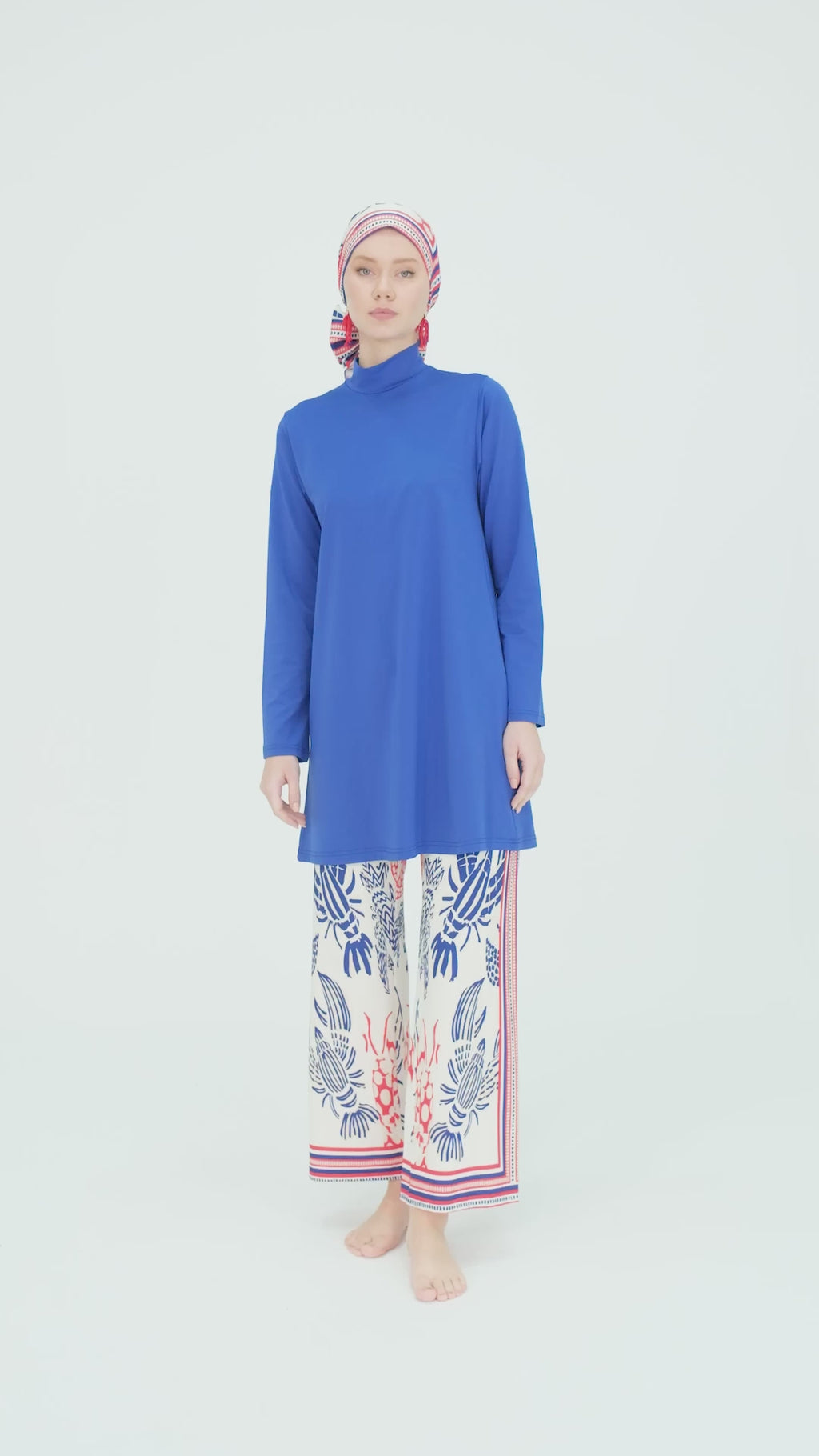 Coastal Elegance in Modest Swimwear