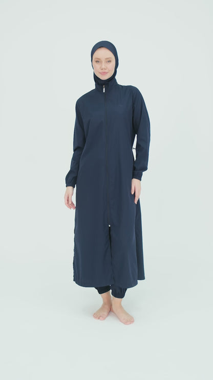 Modest Full-Length Navey Burkini with Zipper