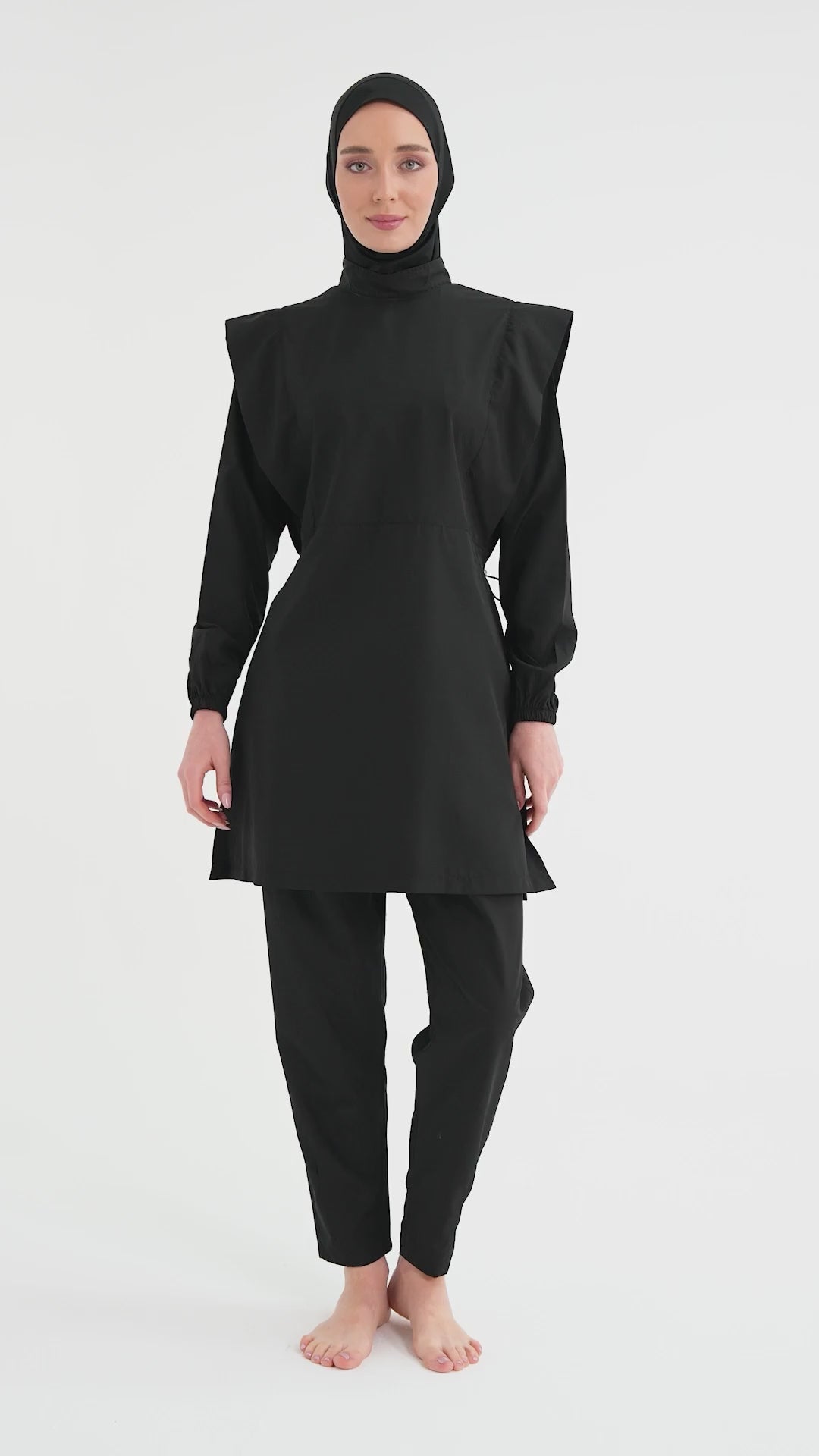 Elegant Black Modest Swimsuit
