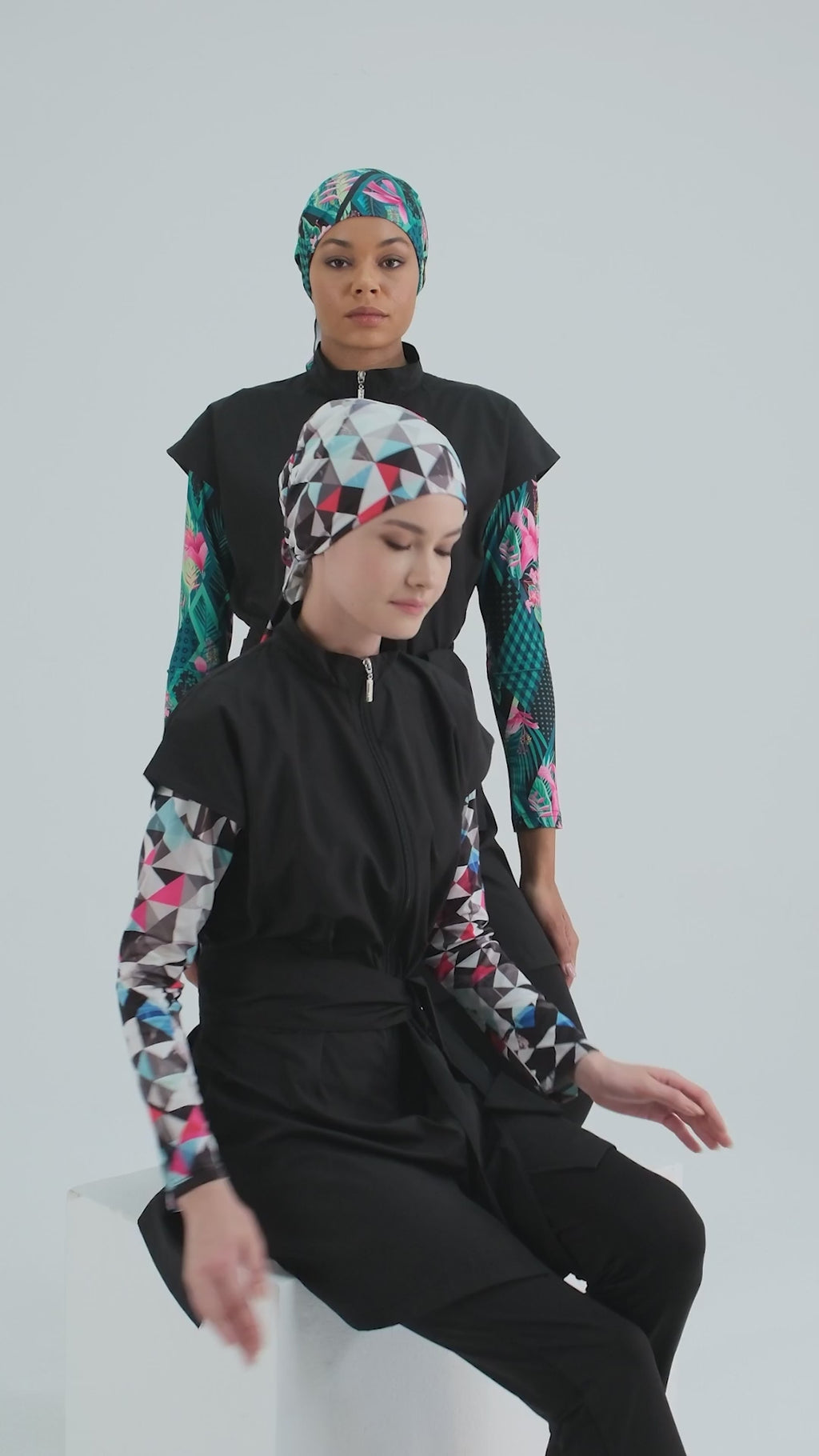 GeoChic Layered Active Modest Swimwear