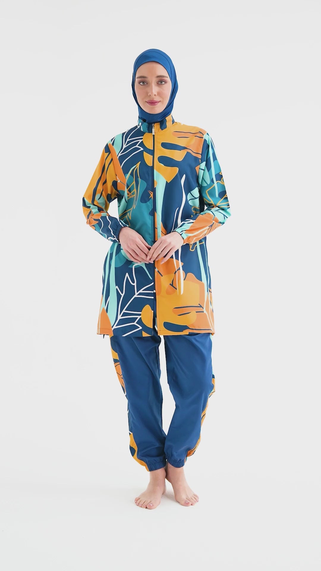 Modern Abstract Modest Swimsuit