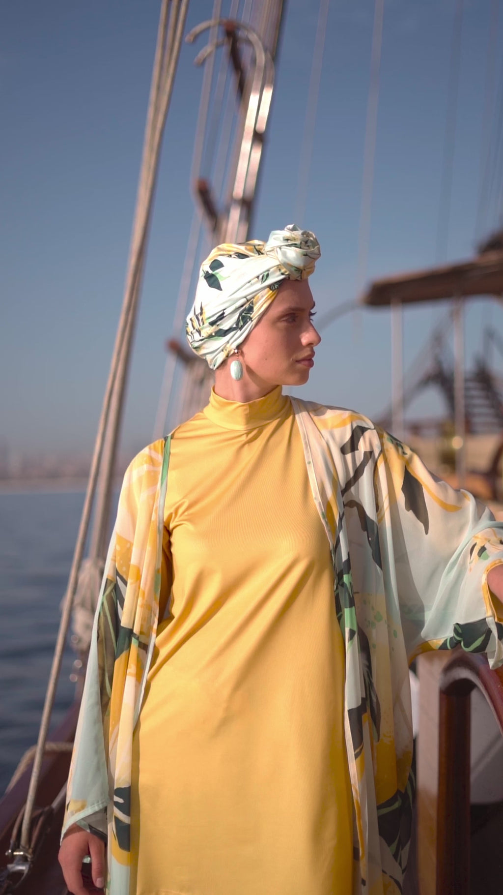 Sheer Kimono with Yellow Floral Print