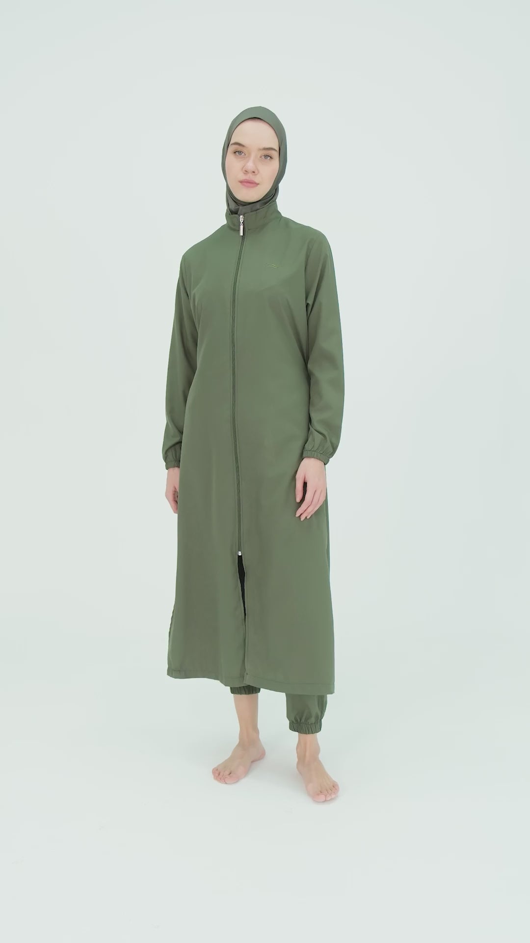 Modest Olive Green Burkini Full-Length