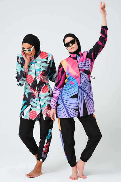 Tropical Print Parachute  Burkini